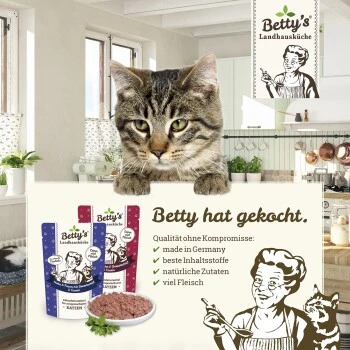 Betty's Landhausküche Huhn Mit Lachs & Borretschöl 6 X 200g Für Katze 2 Betty's Landhausküche Huhn Mit Lachs & Borretschöl 6 X 200g Für Katze – Bild 2